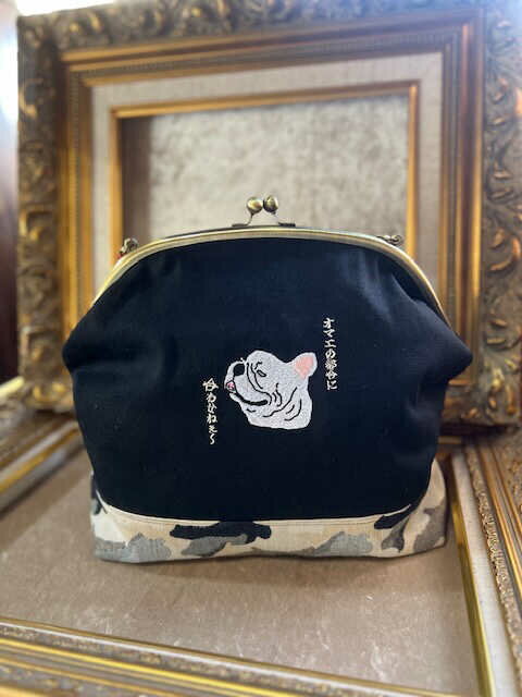 動物愛護 黒 がま口 フレブル 吉富町/猫山商事[BGBE018] 岡山デニム デニム生地 がま口 がまぐち ポーチ 化粧ポーチ カードケース 小銭入れ キーケース 小物入れ ハンドメイド 雑貨 アニマル 動物保護 保護猫 保護犬 かわいい 人気 おすすめ