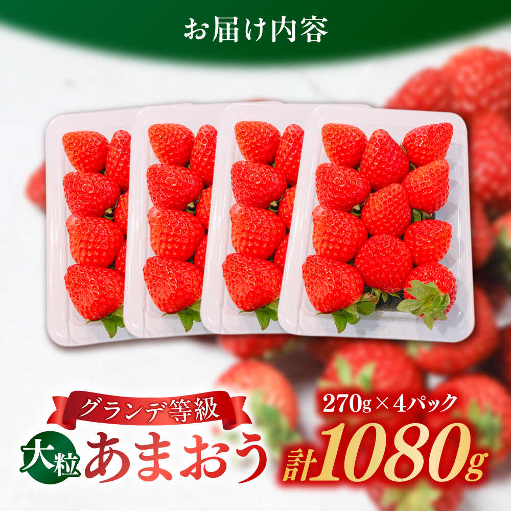 【ふるさと納税】【2026年1月中旬より順次発送】 あまおう いちご 1080g (約270g×4パック) 吉富町/株式会社HSP-テクノ[BGBQ001] あまおう イチゴ 苺 グランデ 大粒 ストロベリー 果物 くだもの フルーツ 国産 福岡県 人気 甘い 送料無料 サムネイル2