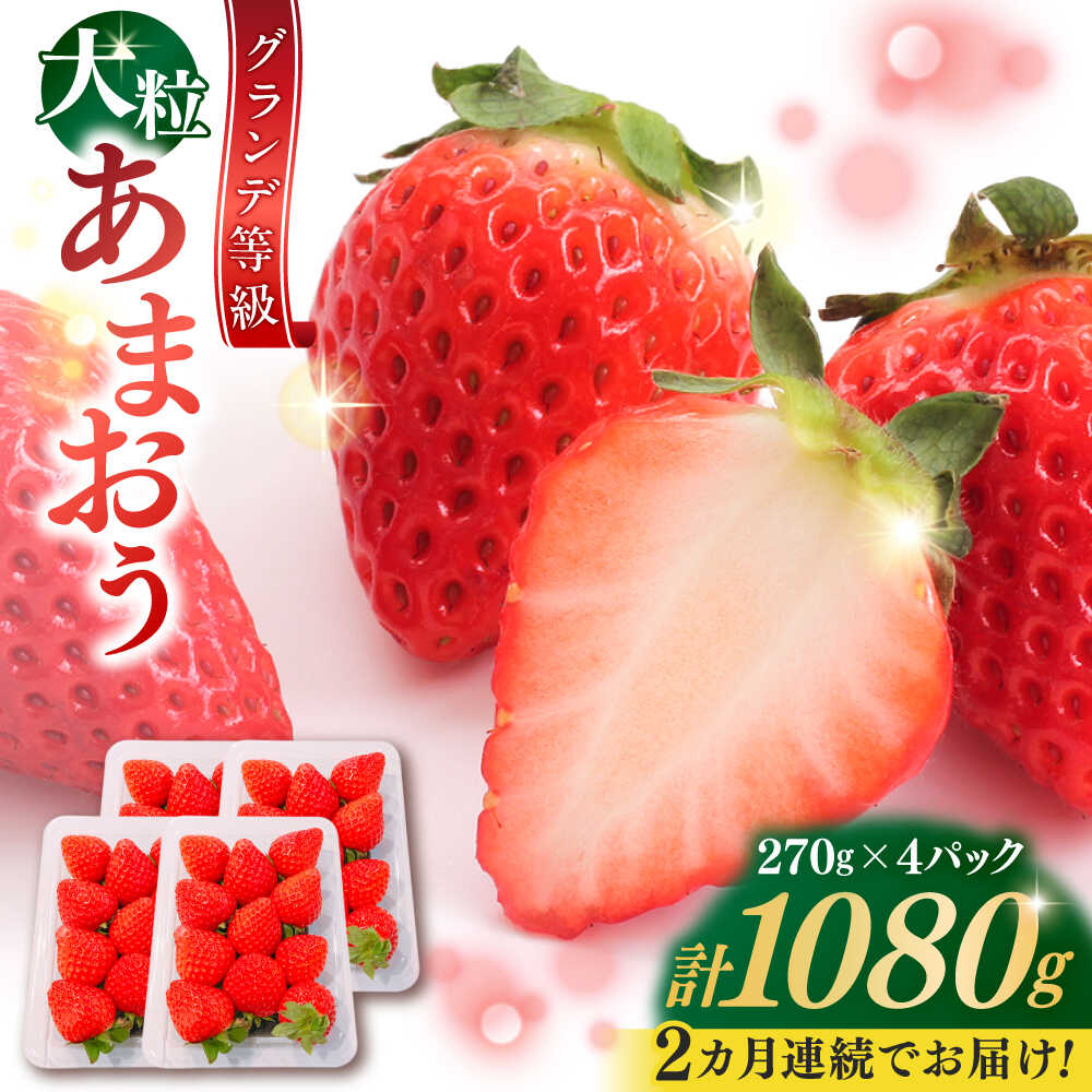 【全2回定期便】【2026年1月中旬より順次発送】 あまおう いちご 1080g (約270g×4パック) 吉富町/株式会社HSP-テクノ[BGBQ003] 果物 フルーツ デザート イチゴ 苺 ストロベリー 人気 美味しい 甘い ふるさと納税