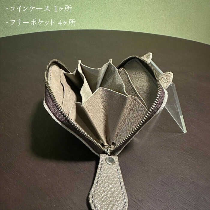 【ふるさと納税】【職人手作り】猫ちゃんシリーズ イタリア産 アドリア牛革 ミニ財布（選べる15色）《築上町》【たけもとかばん】革製品 レザー 牛革 [ABAM034] サムネイル3