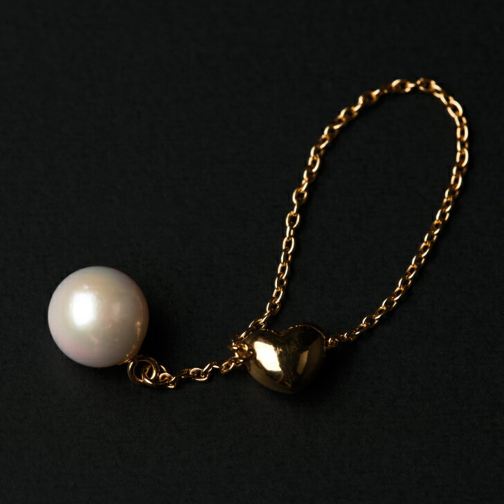 【ふるさと納税】可愛い♪艶やかアコヤ真珠とチェーン＆ハートのフリーリング ジュエリー アクセサリー リング 指輪 真珠 パール K18 チェーンリング 美穂野 佐賀市 ：B850-017 サムネイル2