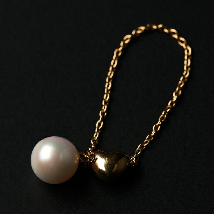 【ふるさと納税】可愛い♪艶やかアコヤ真珠とチェーン＆ハートのフリーリング ジュエリー アクセサリー リング 指輪 真珠 パール K18 チェーンリング 美穂野 佐賀市 ：B850-017 サムネイル3