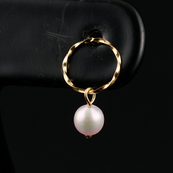 【ふるさと納税】さりげなく揺れるベビーアコヤ真珠ピアスYG：B715-003 サムネイル2