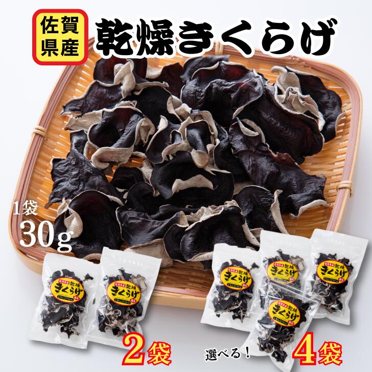 佐賀県産乾燥きくらげ（手作業）選べる2袋・4袋：A085-003