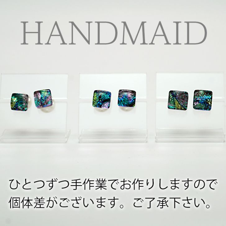 【ふるさと納税】肥前びーどろイヤリング（青・四角） 工芸品 伝統工芸品 副島硝子 ガラス アクセサリー イヤリング プレゼント ギフト 母の日 ：B320-007 サムネイル3