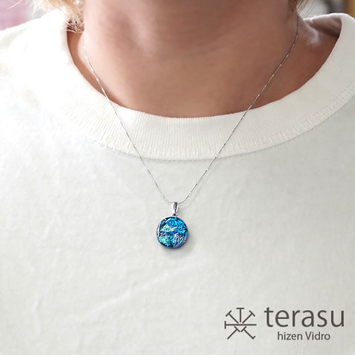 【ふるさと納税】肥前びーどろネックレス（青・丸） 工芸品 伝統工芸品 副島硝子 ガラス アクセサリー ネックレス プレゼント ギフト 母の日 ：B320-009 サムネイル2