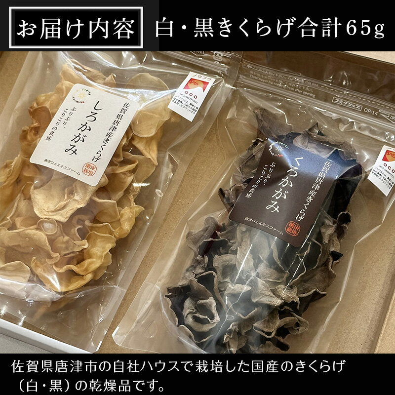 【ふるさと納税】ノウフクJAS認証 乾燥きくらげ 2種セット(しろかがみ30g・くろかがみ35g) 唐津市産 キクラゲ 木耳 きのこ 食物繊維 和食 中華 洋食 料理「2026年 令和8年」 - 画像2