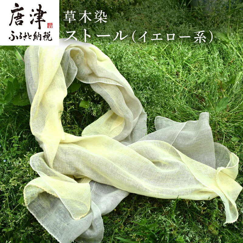 草木染/ストール(イエロー系) 1枚 一年中使え夏は汗を取り冬は首元の暖め 手染め 「2025年 令和7年」