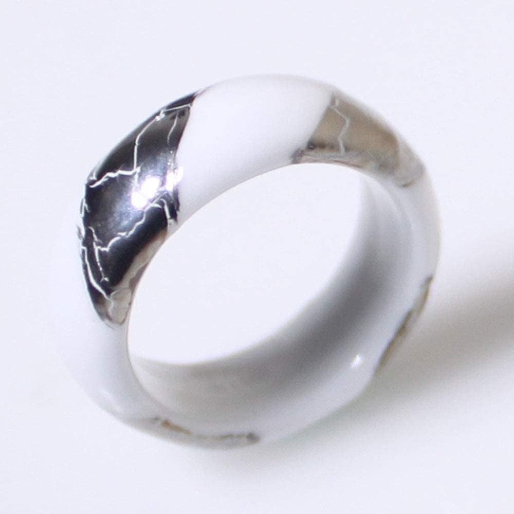 伊万里焼強化磁器指輪（白金彩貫入斜め縞白色）【要選択】 029-H773