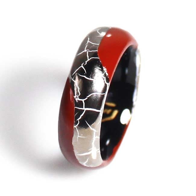 伊万里焼強化磁器指輪（白金彩貫入流水赤色）【要選択】 029-H776