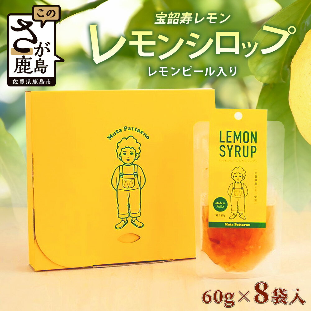 希少な宝韶寿レモン使用｜無添加レモンシロップ（ピール入り）60g×8袋｜栄養士監修レシピ付き｜上質な国産柑橘の味わい｜（保存料 ・ 合成着色料 ・ 増粘多糖類 不使用）レモン 檸檬 れもん シロップ 佐賀県 鹿島市 送料無料A-97