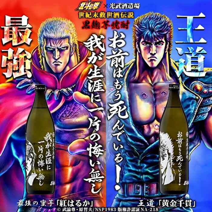 【ふるさと納税】【北斗の拳】芋焼酎 ケンシロウ・ラオウセット900ml×2本（北斗の拳ロゴ入りギフト箱入） B-543 サムネイル2