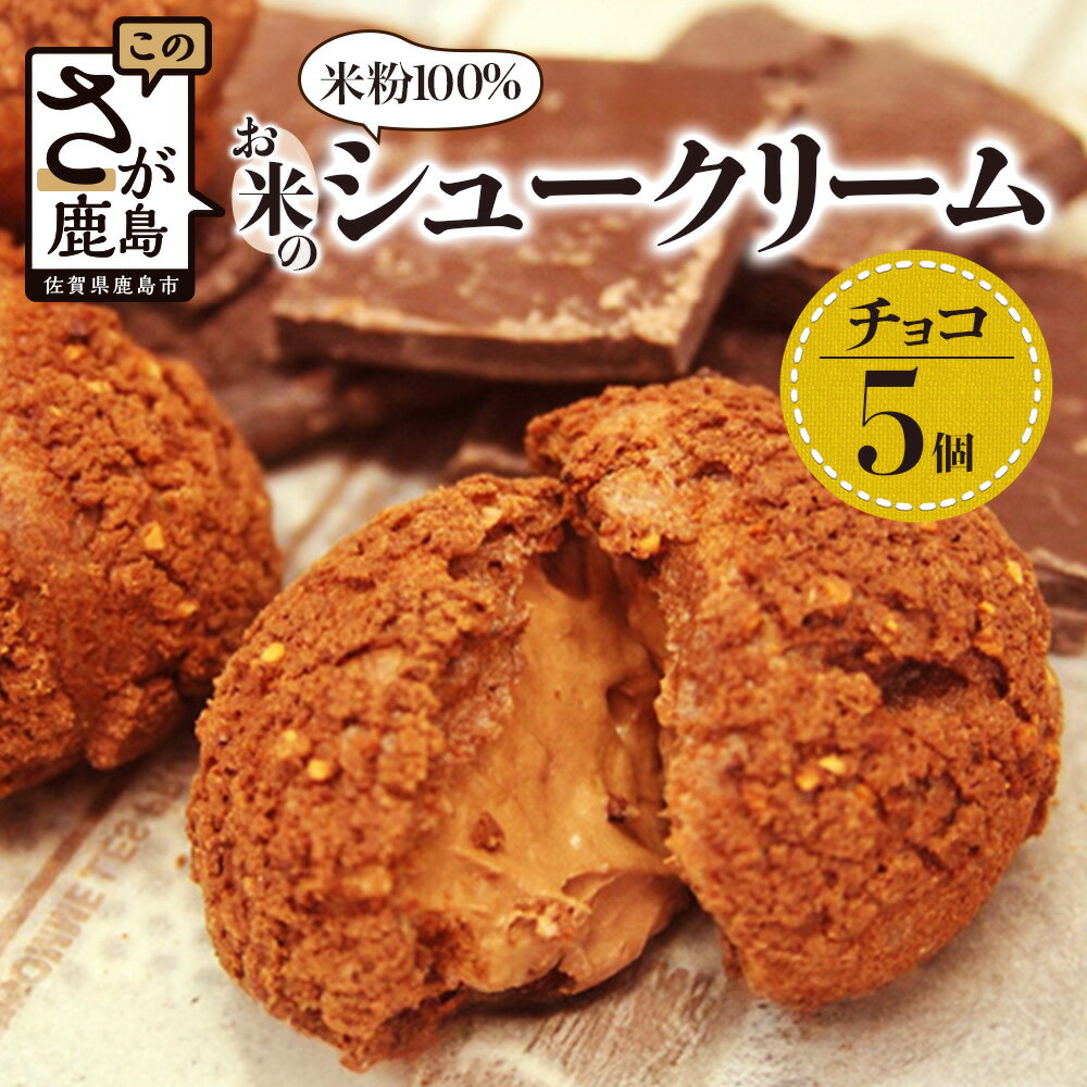 【グルテンフリー】米粉シュークリーム チョコ 5個セット｜小麦粉不使用 スイーツ 洋菓子 お菓子 冷凍 米粉スイーツ 人気 お取り寄せ ギフト ホワイトデー バレンタイン 母の日 父の日 老舗菓子店ひのでや 佐賀県鹿島市 送料無料 AA-26