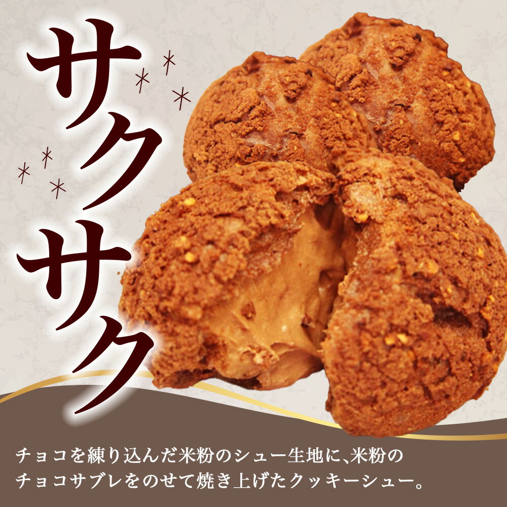 【ふるさと納税】【グルテンフリー】米粉シュークリーム チョコ 5個セット｜小麦粉不使用 スイーツ 洋菓子 お菓子 冷凍 米粉スイーツ 人気 お取り寄せ ギフト ホワイトデー バレンタイン 母の日 父の日 老舗菓子店ひのでや 佐賀県鹿島市 送料無料 AA-26 - 画像2