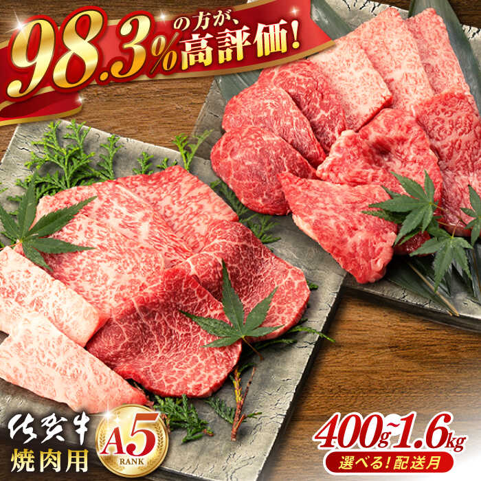 【選べる発送月】佐賀牛 A5 厳選部位 焼肉用 400g ～ 1.6kg 肉 牛肉 a5 佐賀県産 黒毛和牛 イチオシ返礼品 佐賀県嬉野市/桑原畜産 [NAB025］