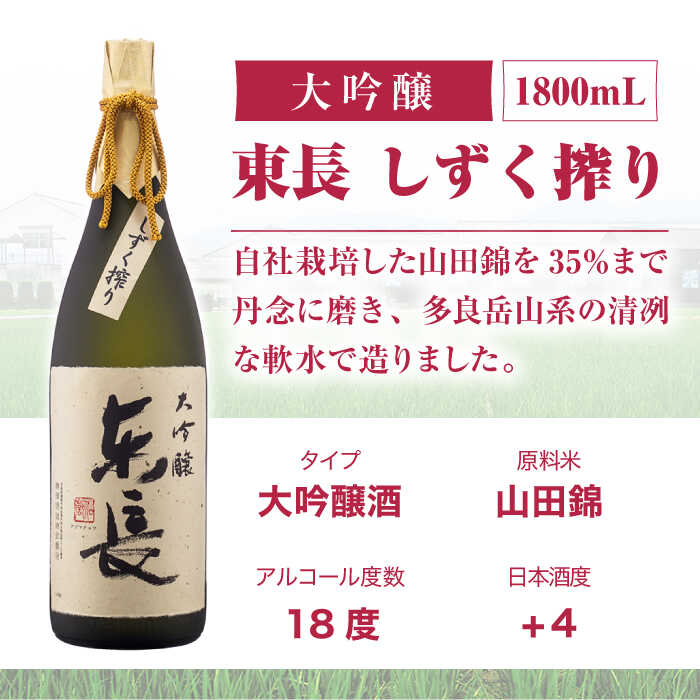 【ふるさと納税】全12回 定期便 限定品 大吟醸東長 しずく搾り1.8L 酒 お酒 日本酒 東長 佐賀県嬉野市/瀬頭酒造 [NAH026] サムネイル3