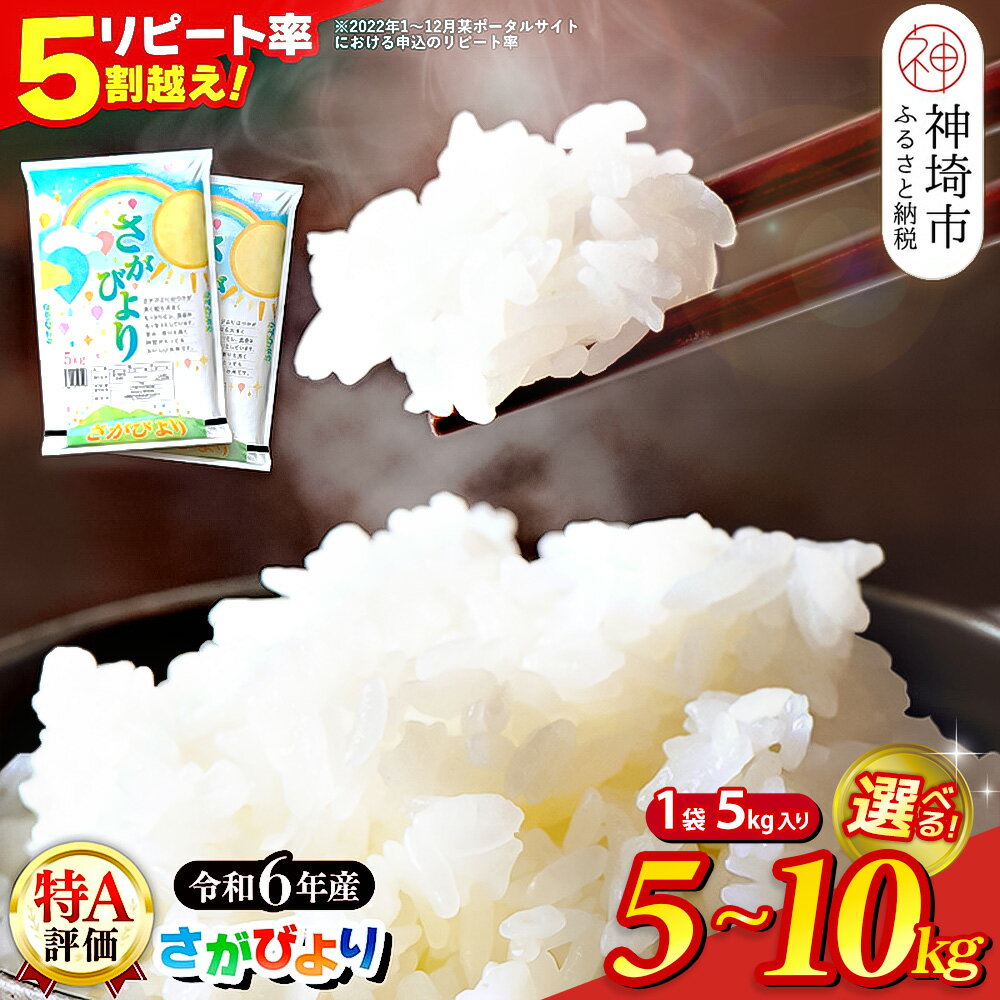 【数量限定】【令和6年産】内容量が選べる さがびより 精米 5kg・10kg(5kg×2)【特A受賞米 米 お米 コメ こめ 国産 美味しい ブランド米 人気 高評価 増田米穀】H015P001