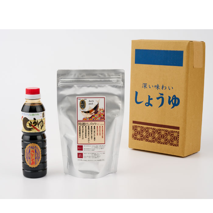 【ふるさと納税】万両特選だしパックお試しサイズ(8g×15入)とJAS上級さしみ醤油 (B-3) 【いわし 煮干し かつおぶし こんぶ しいたけ あごだし 甘口】(H016209) サムネイル2