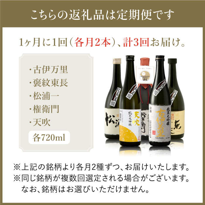 【ふるさと納税】THE SAGA認定酒≪おまかせ3回定期便≫純米大吟醸酒720ml×2本【ブイマート・幸ちゃん】 [FAL041] サムネイル2
