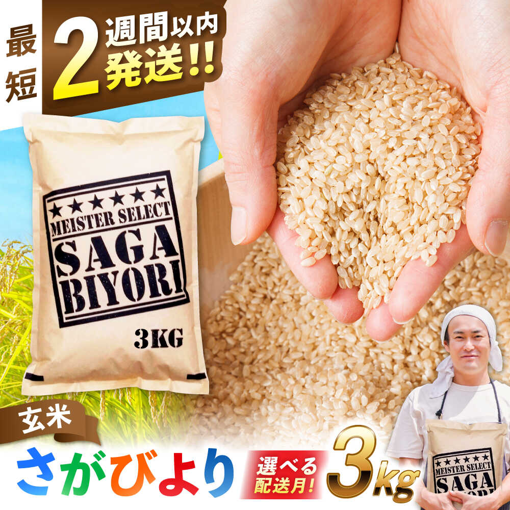 【選べる配送月】【R7年産】さがびより 玄米 3kg 令和7年産 | 米 さがびより 玄米 佐賀県産 新生活 お祝い ギフト 仕送り|吉野ヶ里町/大塚米穀店 [FCW002]