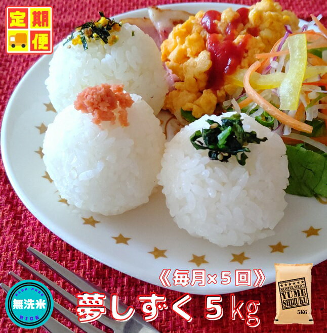 『新米予約初回2025年10月発送』【5回定期便】無洗米『夢しずく』5kg 【五つ星お米マイスター厳選！】（CIC96）