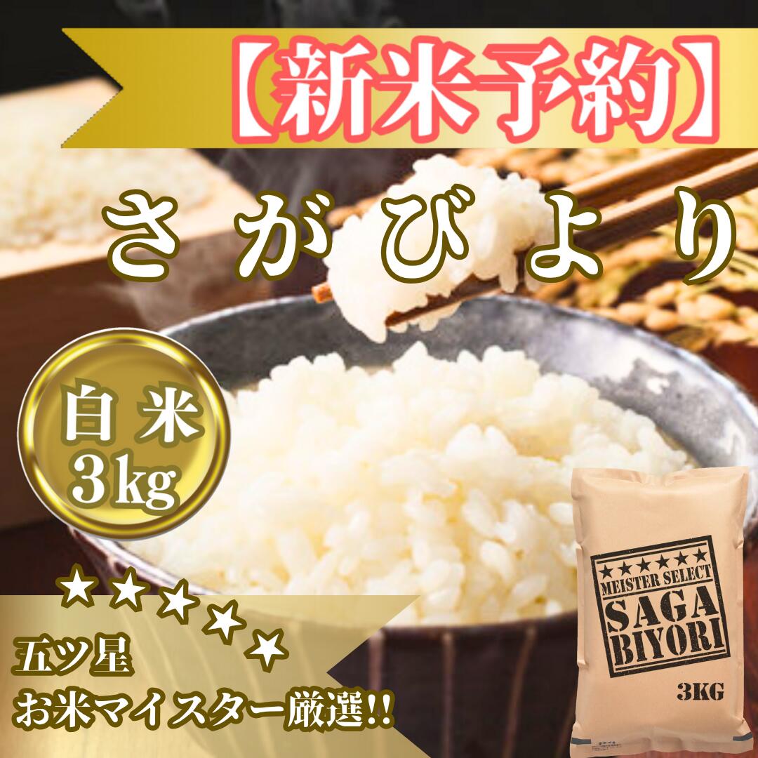 令和7年産【（新米）11月以降発送】さがびより白米3kg【五つ星お米マイスター厳選！】 (CIB84)