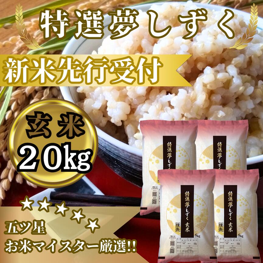 『新米予約』令和7年産　特選夢しずく【玄米】20kg(5kg×4袋)　※新米収穫後10月以降発送(CIC52)