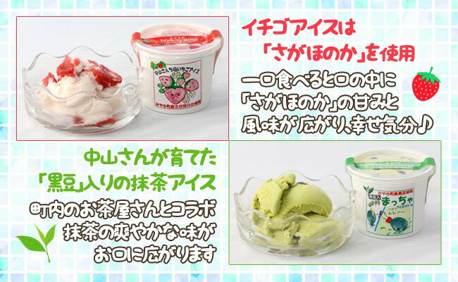 【ふるさと納税】農家が考えたなめらかアイス6個（いちご＆黒豆抹茶）（AE032） - 画像2