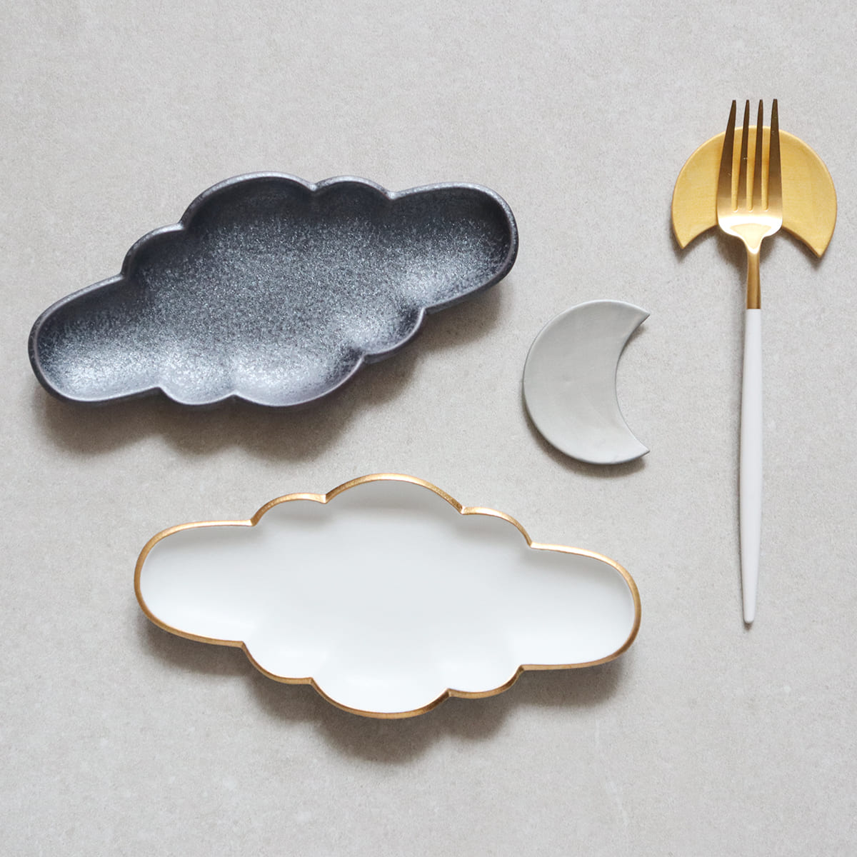 【ふるさと納税】 有田焼 Cloud×Moon 4点セット 【まるふく】 雲皿 20.5cm 月カトラリーレスト 7cm 箸置き デザート皿 食器セット おしゃれ 有田焼器 和食器 使いやすい ギフト 贈り物 テーブルウェア 陶器 食洗機対応 30000円 3万円 A30-352 サムネイル2