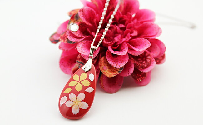 有田焼桜吹雪ペンダント（小・チェーン）有田焼アクセサリー二宮閑山 A18-232