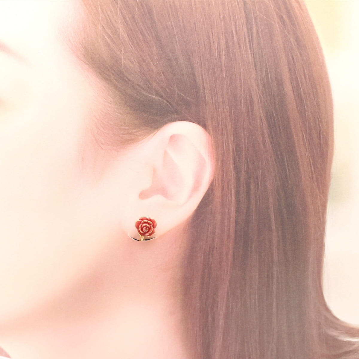 【ふるさと納税】有田焼 The longed-for red rose ヘアゴム＆イヤリング 2個セット【cocosara】真鍮金具 上絵金彩 純金使用 レディース アクセサリー 手作り 赤いバラ 贈り物 プレゼント 有田焼アクセサリー 10000円 1万円 A10-187 サムネイル2