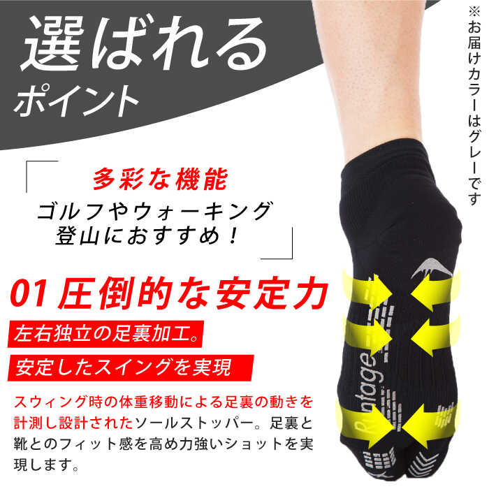 【ふるさと納税】Runtage ゴルフソックス アスリートラウンドPRO Ver.2 ショート丈＜グレー＞ 【イイダ靴下株式会社】 [HBB013] サムネイル2