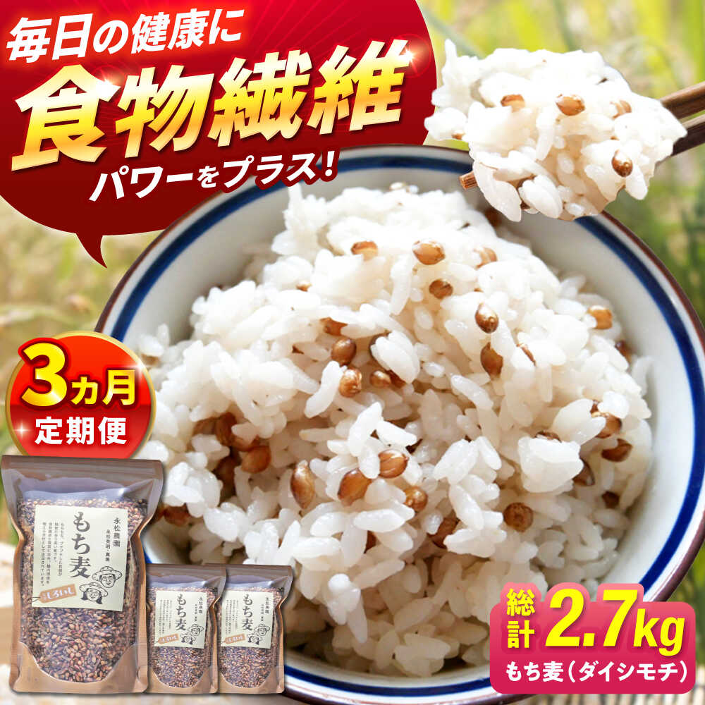 【3回定期便】白石産 もち麦 900g（300g×3袋）/回（総計2.7kg）【道の駅しろいしカンパニー】モチ麦 もちむぎ 小分け 健康 雑穀米 雑穀 お米 佐賀県 白石町 白石 [IAA034]