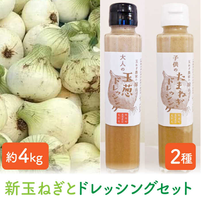 【2026年3月以降発送】【農家直送！】 新玉ねぎ 約4kg と ドレッシング 2本セット【玉葱農家 陣内ちひろ】 玉葱 タマネギ 玉ねぎ たまねぎ 新玉葱 佐賀県 白石町 白石 [IAO016]