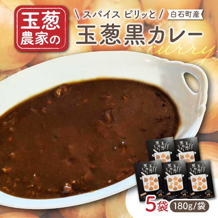【素材の旨味たっぷり】 玉葱農家の 玉葱黒カレー（5袋）【玉葱農家 陣内ちひろ】玉葱 たまねぎ タマネギ カレー 惣菜 加工品 佐賀県 白石町 白石 [IAO021]