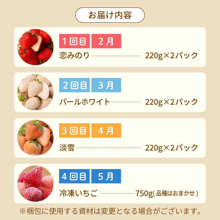 【ふるさと納税】【先行予約】【4回定期便】希少いちご 食べ比べ定期（恋みのり・パールホワイト・淡雪・冷凍いちご）/ 農家直送 希少 苺 いちご イチゴ 白イチゴ 赤イチゴ 果物 フルーツ 佐賀県産 佐賀県 白石町 [IZZ005] サムネイル3