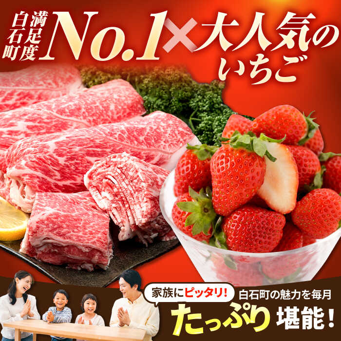 【ふるさと納税】【R8年2月以降発送】【全6回定期便】しろいしの味覚よくばりセット（赤いちご3種と佐賀県産黒毛和牛）/ いちご 苺 果物 フルーツ 黒毛和牛 切り落とし 牛 牛肉 すきやき すき焼き しゃぶしゃぶ 佐賀県 白石町 [IZZ021] サムネイル2