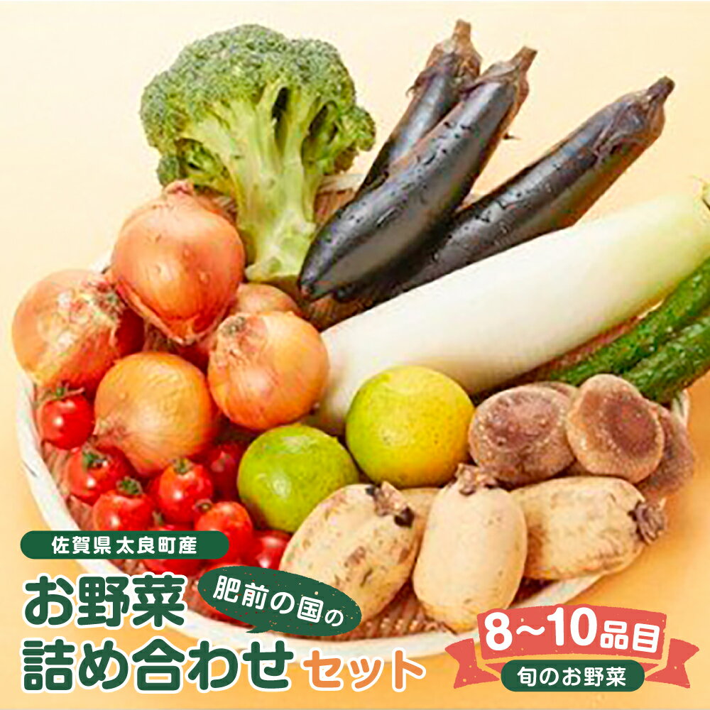 肥前の国のお野菜詰め合わせセット（8〜10品目）| 野菜セット 旬 フレッシュ 鮮度抜群 8品 10品 チョイス 詰め合わせ 野菜便 国産野菜 季節の野菜（シイタケ、タマネギ、レンコン、ミニトマト、キュウリ、サツマイモなど） 佐賀県 太良町 L-37