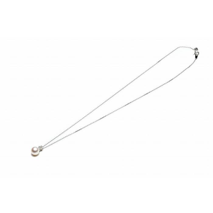 【ふるさと納税】【数量限定】【大珠】あこや真珠（9.5mm珠）ダイヤ入りフラワーデザインペン ダント/K14WG | ネックレス 長崎県 長崎 九州 楽天ふるさと 納税 支援品 あこや アコヤ アコヤ真珠 あこや真珠 真珠 パール ファッション レディース 女性 アクセサリー サムネイル2