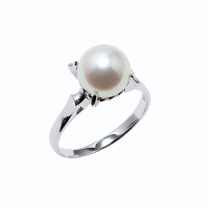 【ふるさと納税】【数量限定】あこや真珠（8mm珠）シンプルリング/K18WG | リング 指輪 長崎県 長崎 九州 楽天ふるさと 納税 支援品 返礼品 支援 アコヤ アコヤ真珠 あこや真珠 真珠 パール ファッション レディース 女性 アクセサリー アクセ 特産品 サムネイル2