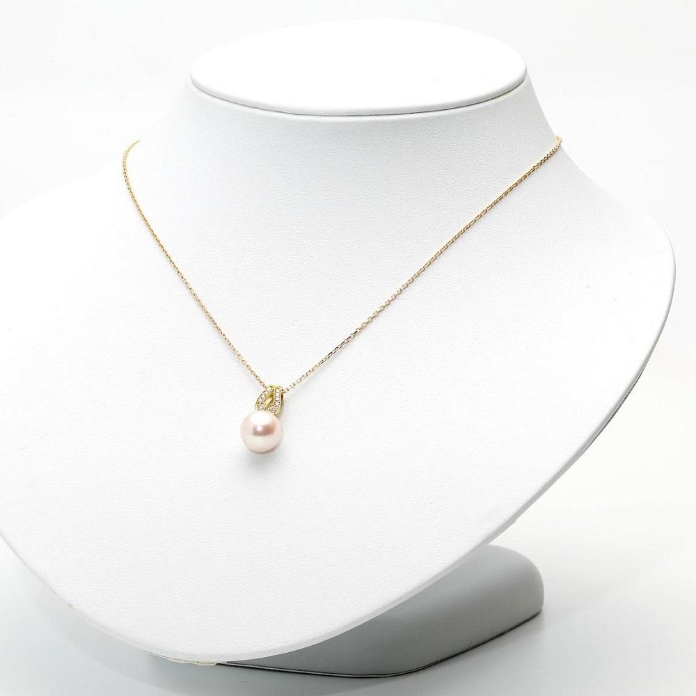 【ふるさと納税】【数量限定】【大珠】あこや真珠（10mm珠）ダイヤ入りデザインペンダン ト/K18YG | ネックレス 長崎県 長崎 九州 楽天ふるさと 納税 支援品 返礼品 あこや アコヤ アコヤ真珠 あこや真珠 真珠 パール ファッション レディース 女性 アクセサリー サムネイル3