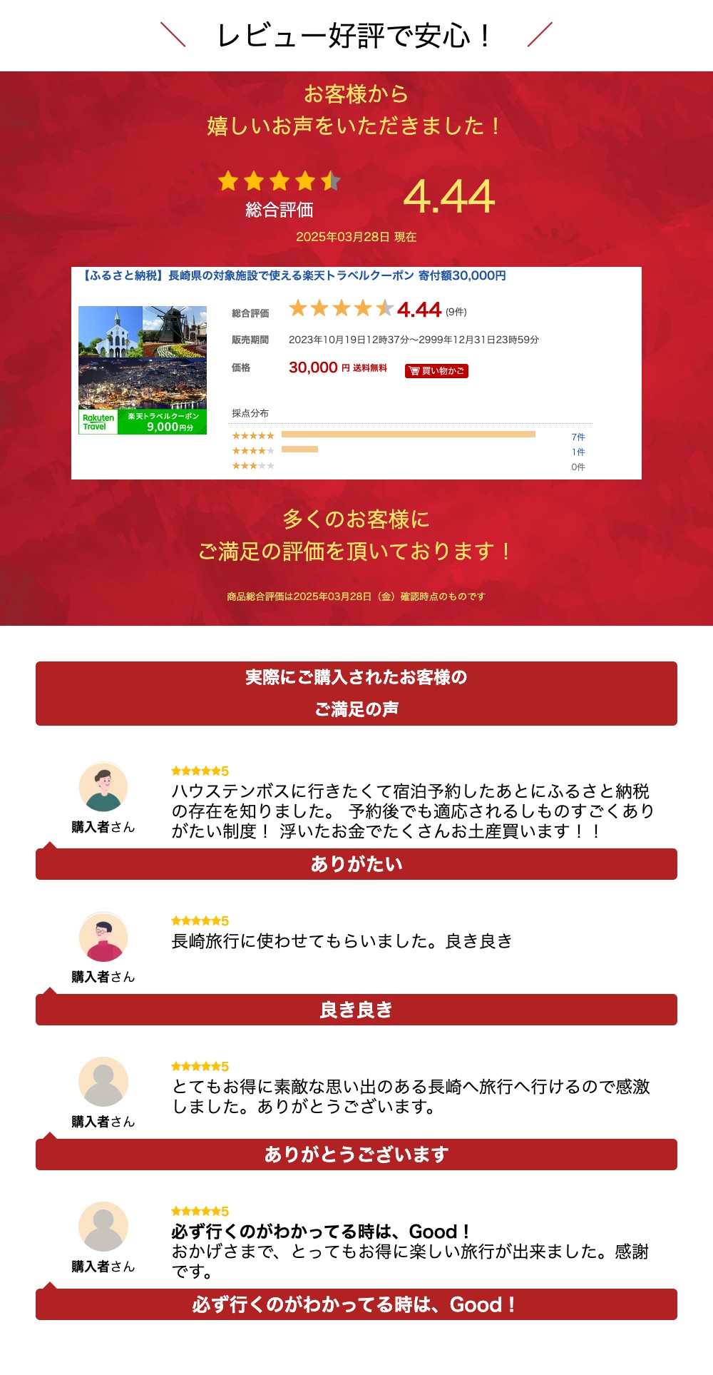 【ふるさと納税】長崎県の対象施設で使える楽天トラベルクーポン 寄付額30,000円 サムネイル2