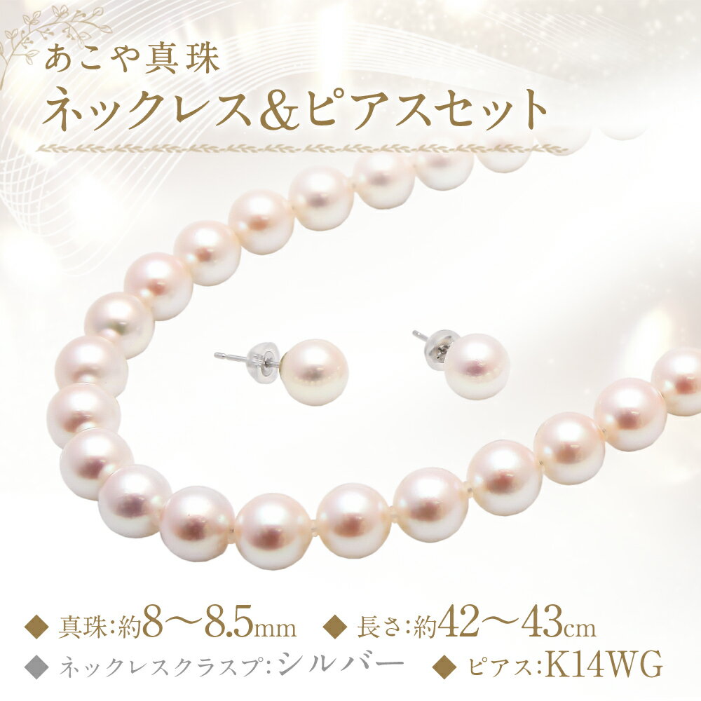 【ふるさと納税】あこや真珠（8-8.5mm珠）ネックレス&ピアスセット パール お手入れ用品2点セット付 レディース ジュエリー アクセサリー ファッション 長崎県 長崎市 送料無料 サムネイル2