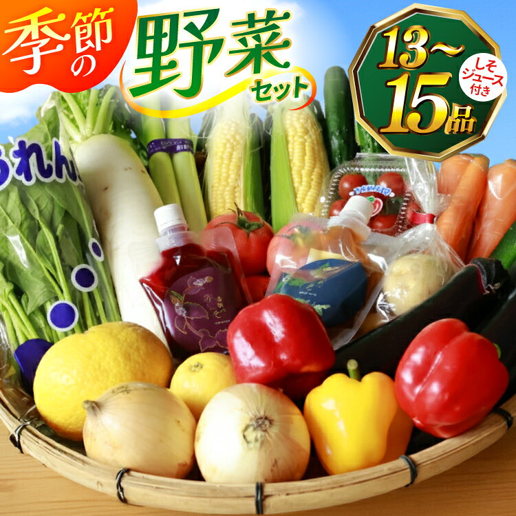 AJ315 季節の野菜・果物セット 13～15品 しそジュース付き [ 野菜 詰合せ 長崎県 島原市 ]