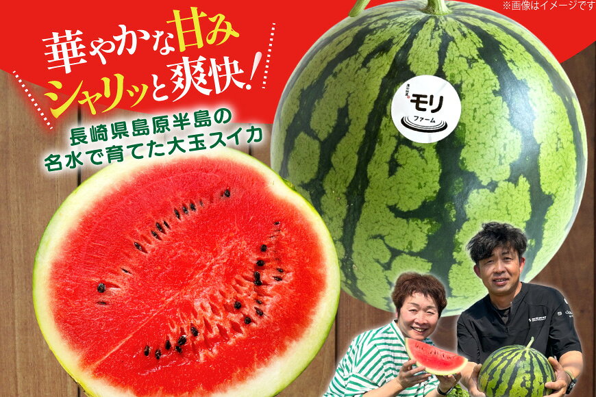 【ふるさと納税】 AJ456 【令和8年度出荷分】 湧水の里 モリファーム 大玉スイカ ラオウ まつりばやし 4L 10〜13kg 1玉 [ 先行予約 数量限定 すいか スイカ 西瓜 フルーツ 果物 長崎 長崎県 島原市 ] サムネイル2
