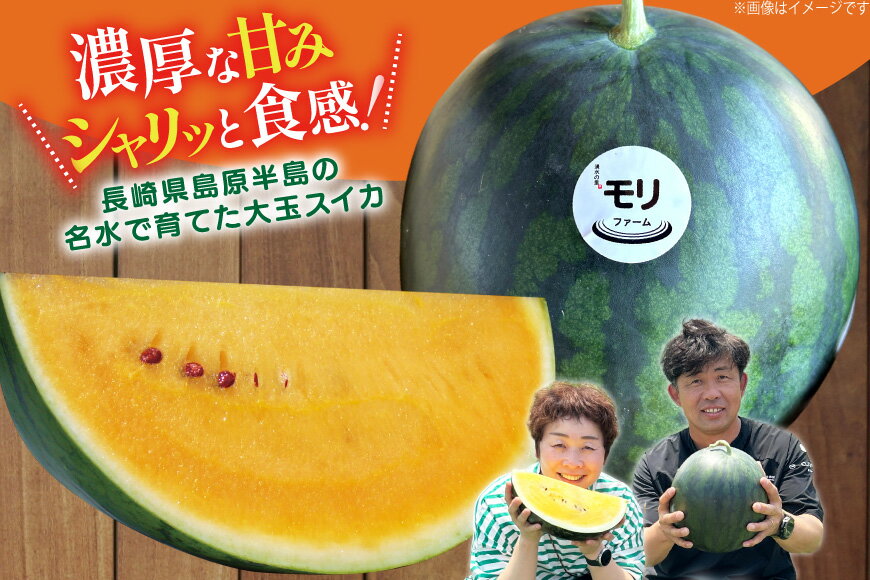 【ふるさと納税】 AJ457 【令和8年度出荷分】 湧水の里 モリファーム 大玉スイカ ムーンフラッシュ 2L 7〜8kg 1玉 [ 先行予約 数量限定 すいか スイカ 西瓜 フルーツ 果物 長崎 長崎県 島原市 ] サムネイル2