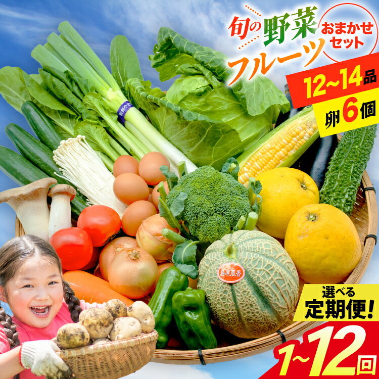 旬の 野菜 フルーツ (12～14品目) 卵 6個 おまかせ セット 選べる お届け回数 [ 野菜 定期便 3回 6回 12回 野菜セット 果物 くだもの たまご 鶏卵 詰め合わせ フードショップ江戸屋 長崎県 島原市 422037022]レビューキャンペーン