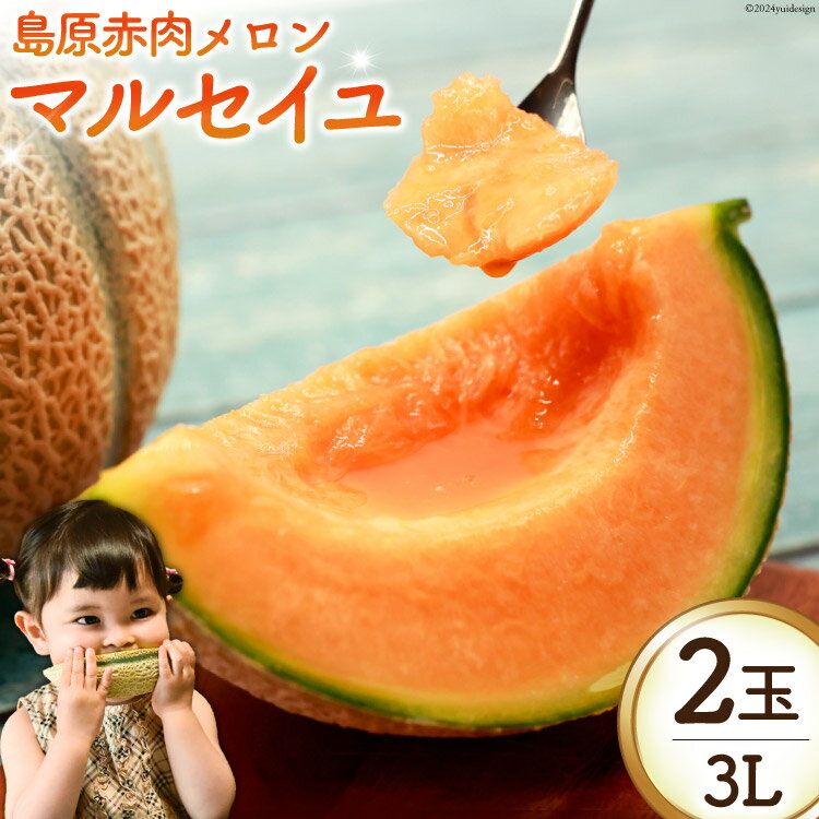 BI112 【令和8年度出荷分】 島原赤肉メロン「マルセイユ」（3L×2玉） [ メロン めろん マルセイユ 赤肉 フルーツ 果物 小原商店 長崎県 島原市 ]