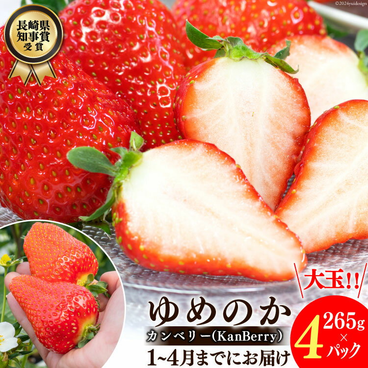 【期間限定発送】EA050 長崎県知事賞受賞【 大玉 いちご 】「 ゆめのか （3L〜5L）」265g×4パック ＜1〜4月にお届け＞ レビューキャンペーン