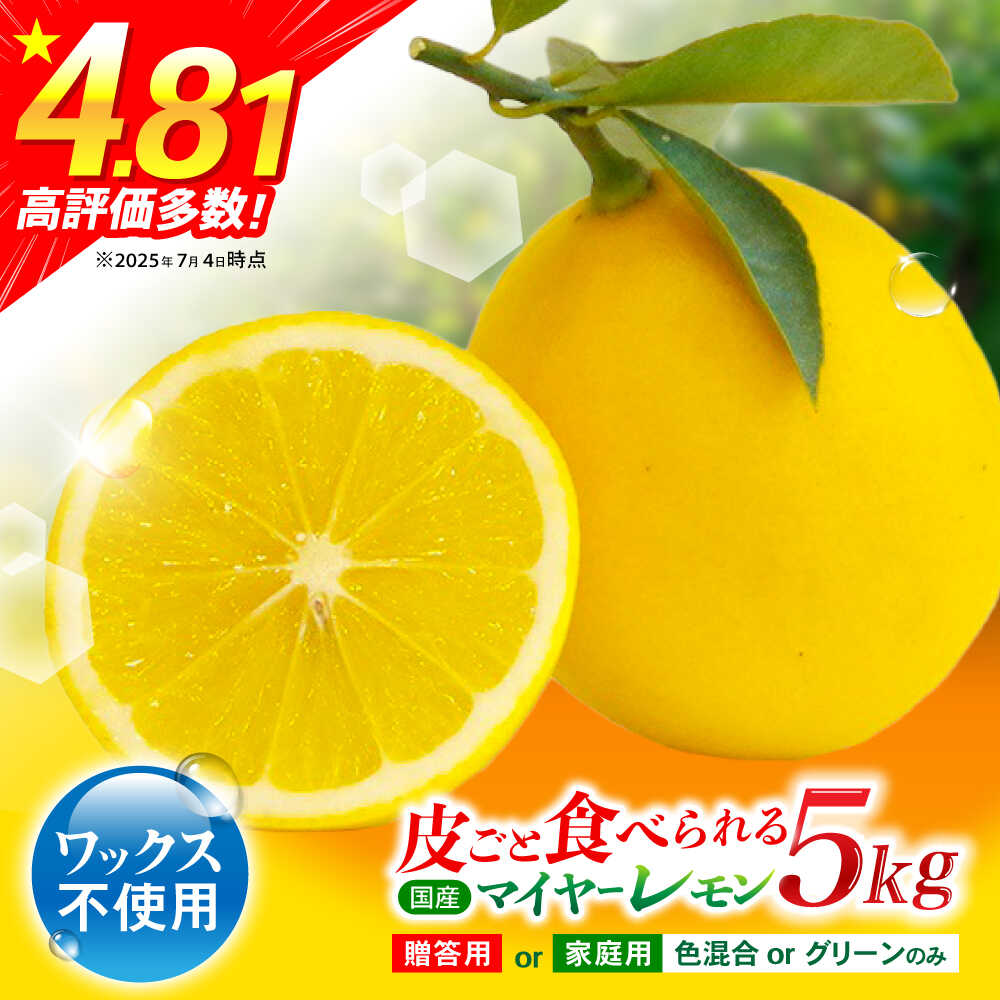 ※【2025年発送分】《レビューキャンペーン実施中》マイヤーレモン 5kg / レモン れもん 檸檬 柑橘 フルーツ ふるーつ 果物 くだもの / 諫早市 / 山野果樹園 [AHCF004]